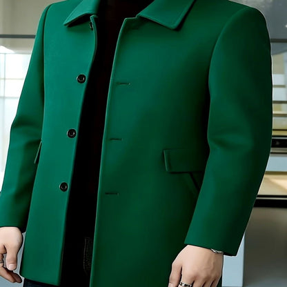Samuel | Men's Single-Breasted Loose Fit Wool Trench Coat