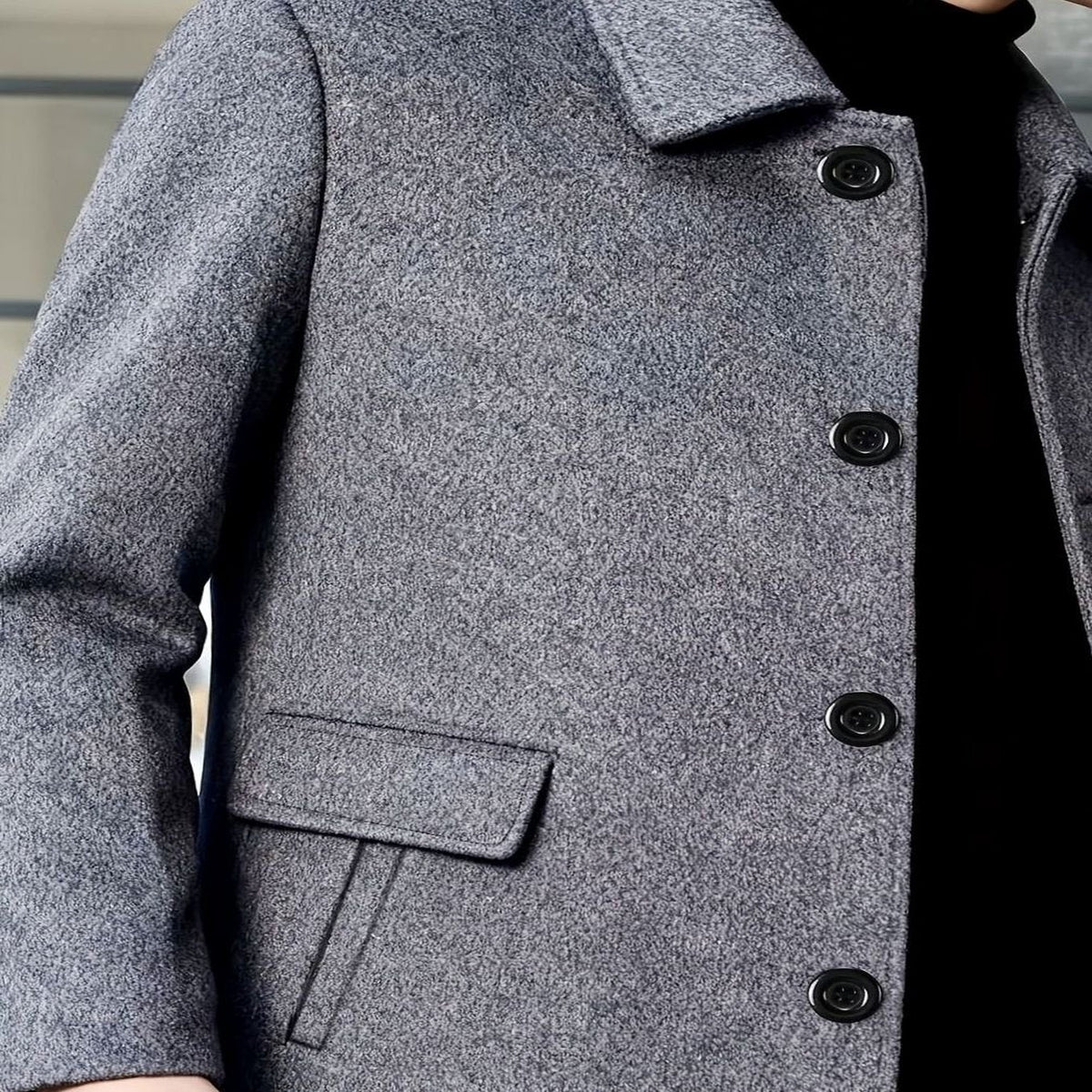 Samuel | Men's Single-Breasted Loose Fit Wool Trench Coat