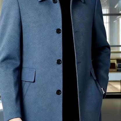 Samuel | Men's Single-Breasted Loose Fit Wool Trench Coat
