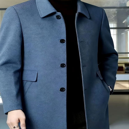 Samuel | Men's Single-Breasted Loose Fit Wool Trench Coat