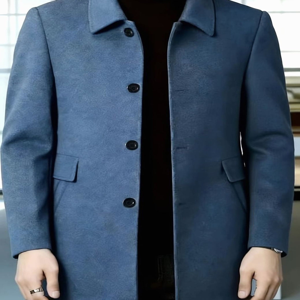 Samuel | Men's Single-Breasted Loose Fit Wool Trench Coat