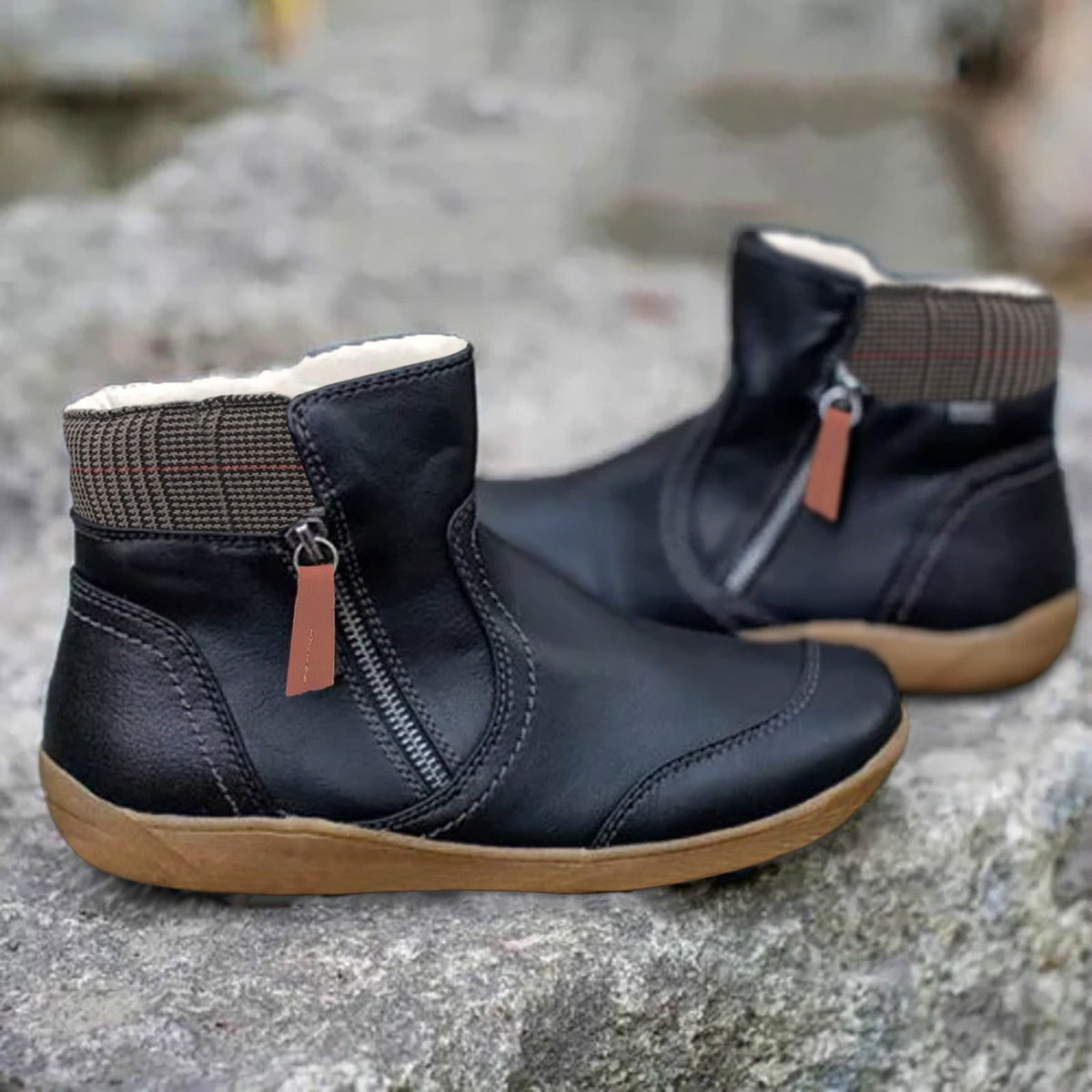 Eleanor | Women's waterproof leather ankle boots with zipper