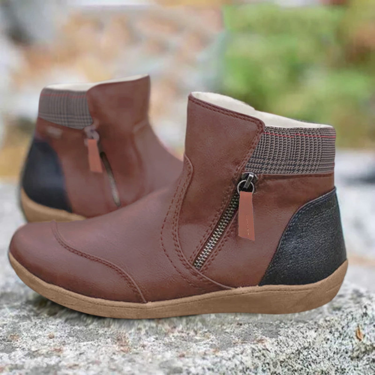 Eleanor | Women's waterproof leather ankle boots with zipper