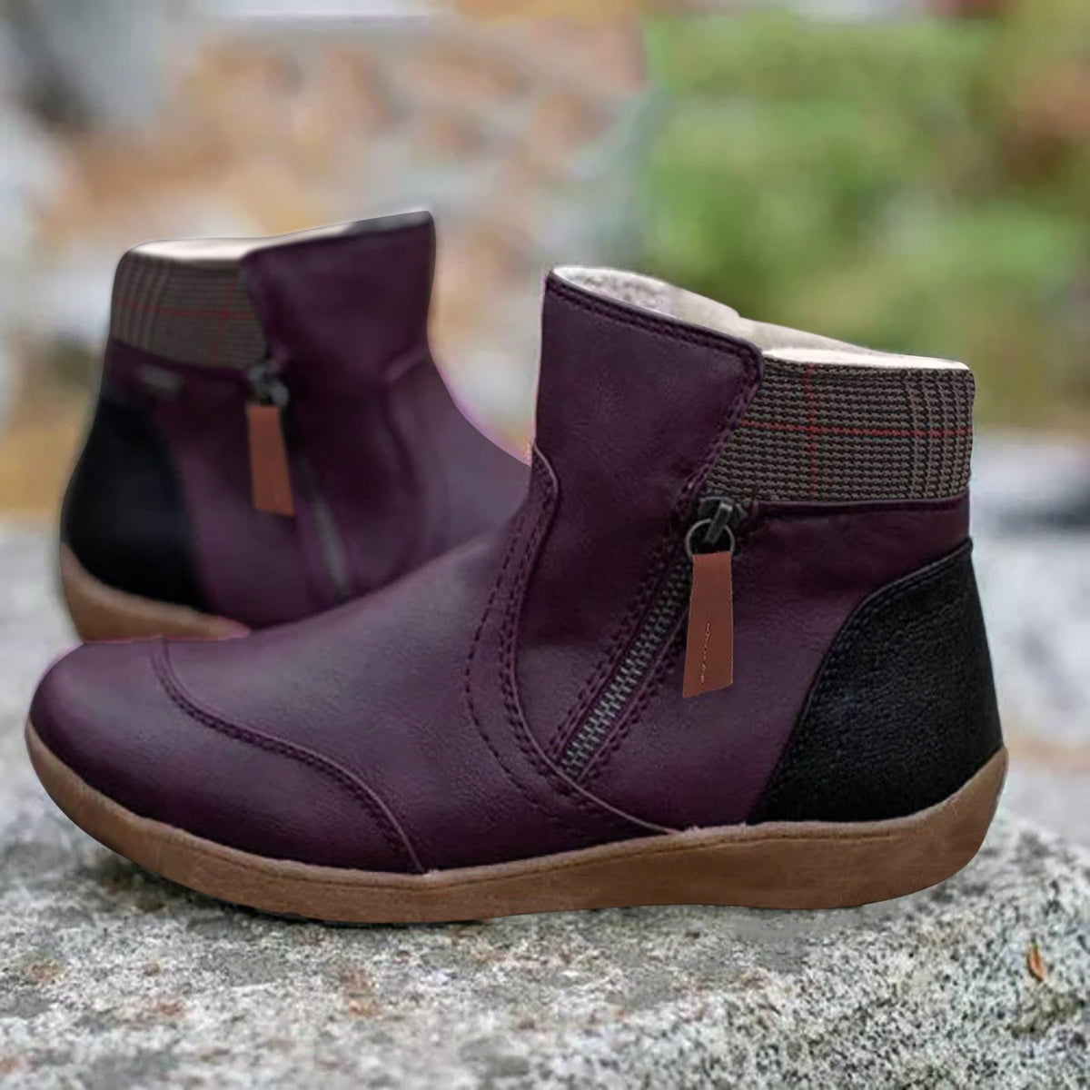 Eleanor | Women's waterproof leather ankle boots with zipper