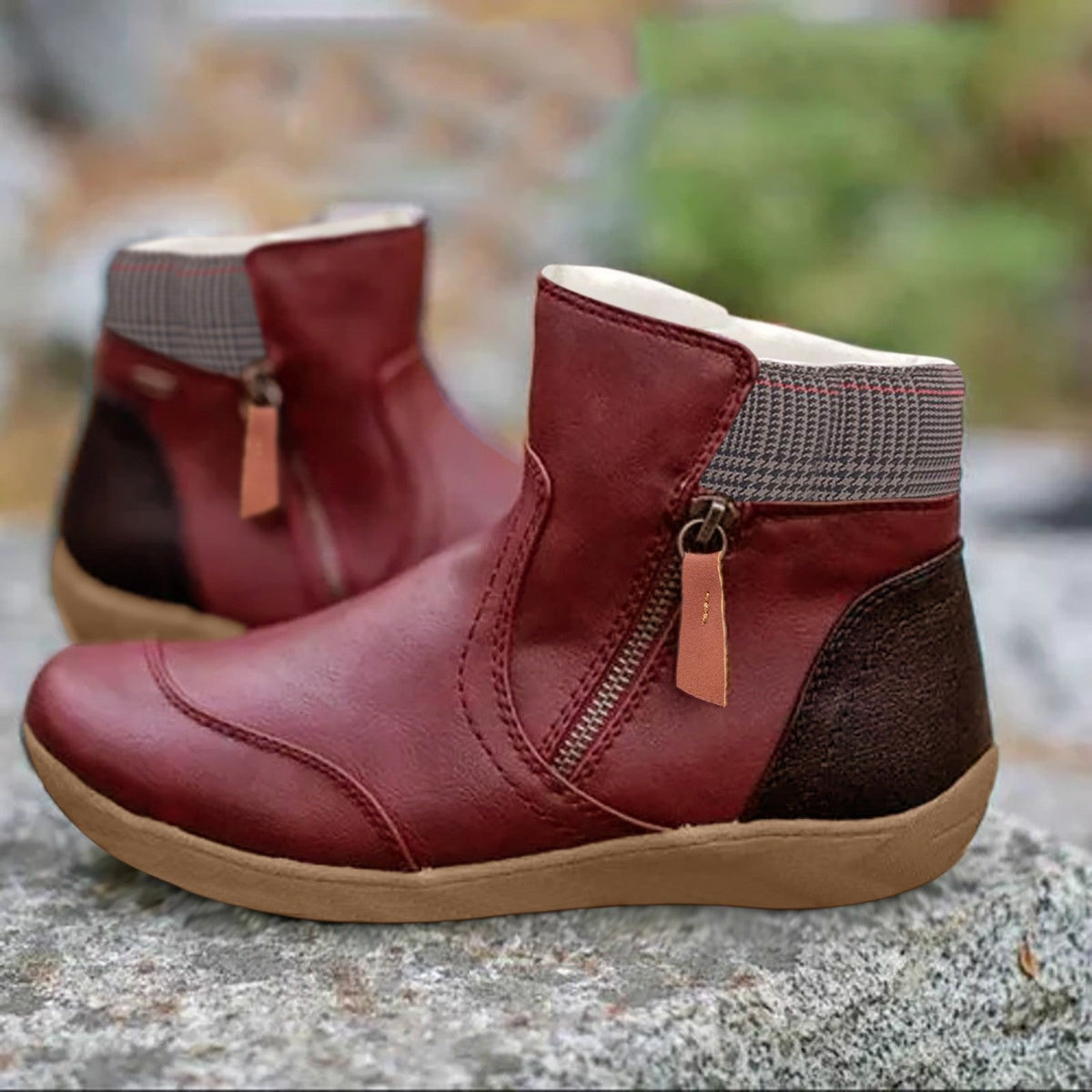 Eleanor | Women's waterproof leather ankle boots with zipper