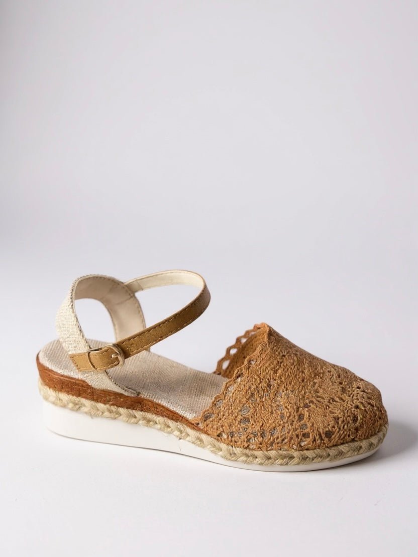 Victoria | Boho crochet espadrille sandals with ankle strap