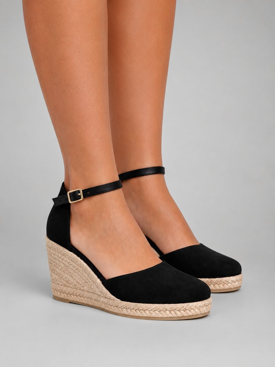 Isabella | Closed-toe wedge espadrille sandals with ankle strap