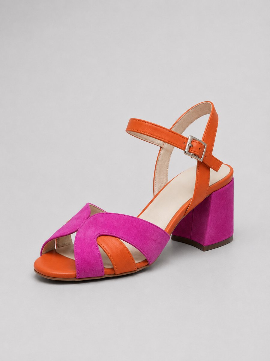 Penelope | Open-toe color-block block-heel sandals