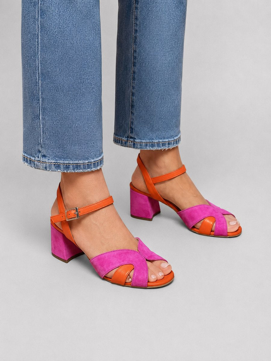 Penelope | Open-toe color-block block-heel sandals