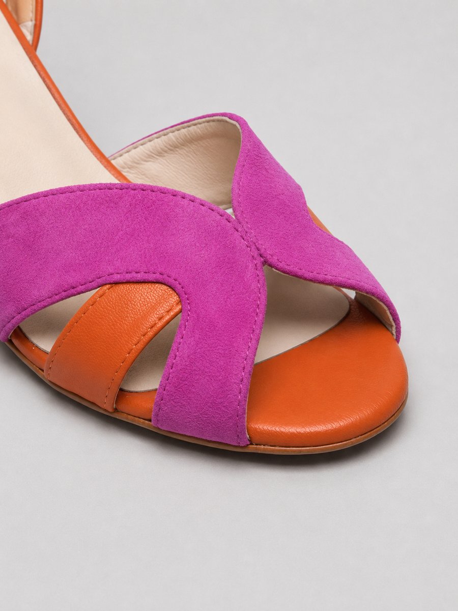 Penelope | Open-toe color-block block-heel sandals