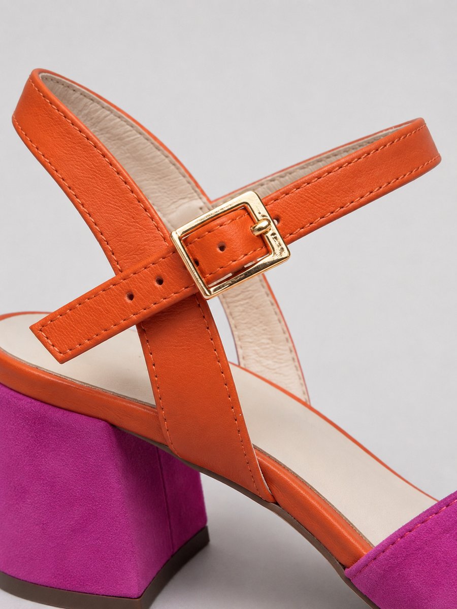 Penelope | Open-toe color-block block-heel sandals