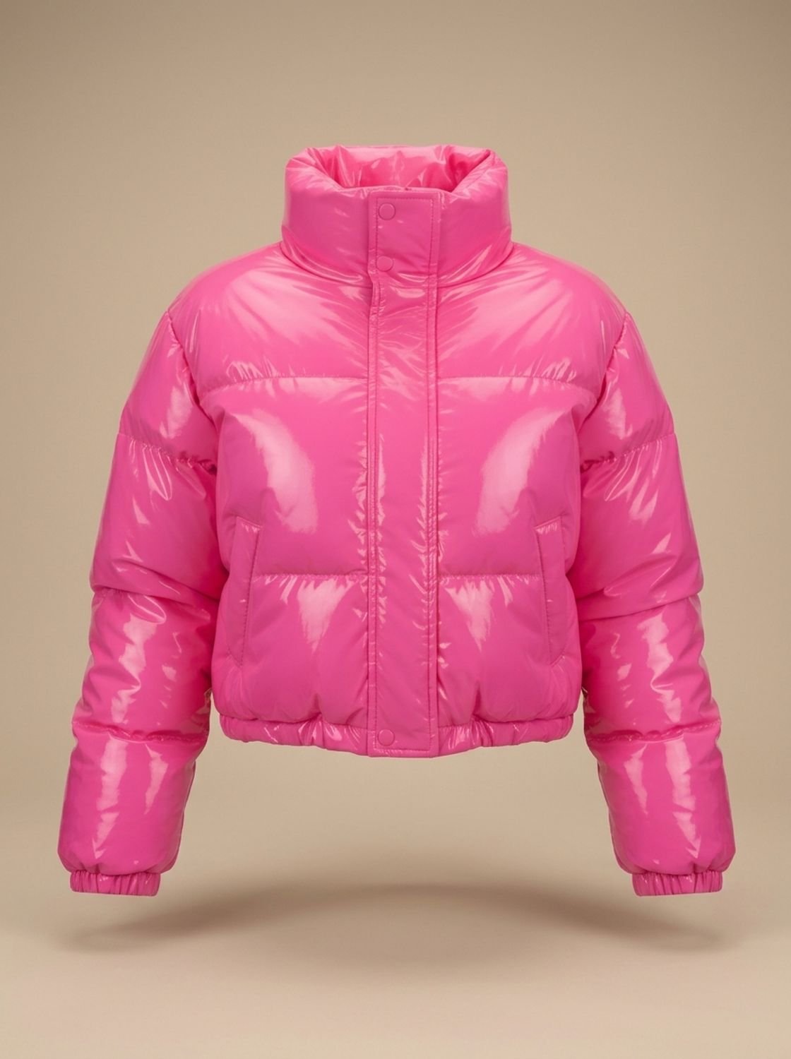 Scarlett | Chaqueta plumífera corta y brillante con cremallera para mujer