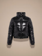 Scarlett | Chaqueta plumífera corta y brillante con cremallera para mujer