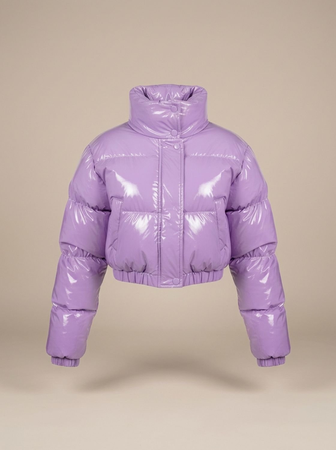 Scarlett | Chaqueta plumífera corta y brillante con cremallera para mujer