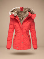 Evelyn | Women's Padded Winter Puffer Coat with Faux Fur Hood