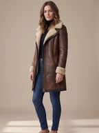 Grace | Women's Faux Suede Zip-Up Jacket with Shearling Collar