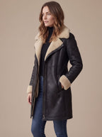 Grace | Women's Faux Suede Zip-Up Jacket with Shearling Collar