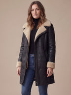 Grace | Women's Faux Suede Zip-Up Jacket with Shearling Collar