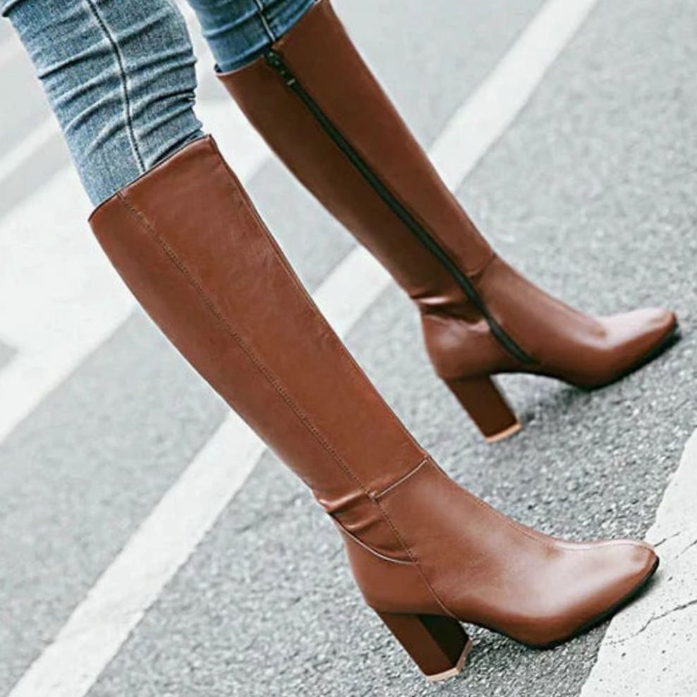 Evelyn | Women's knee-high block heel boots with side zipper