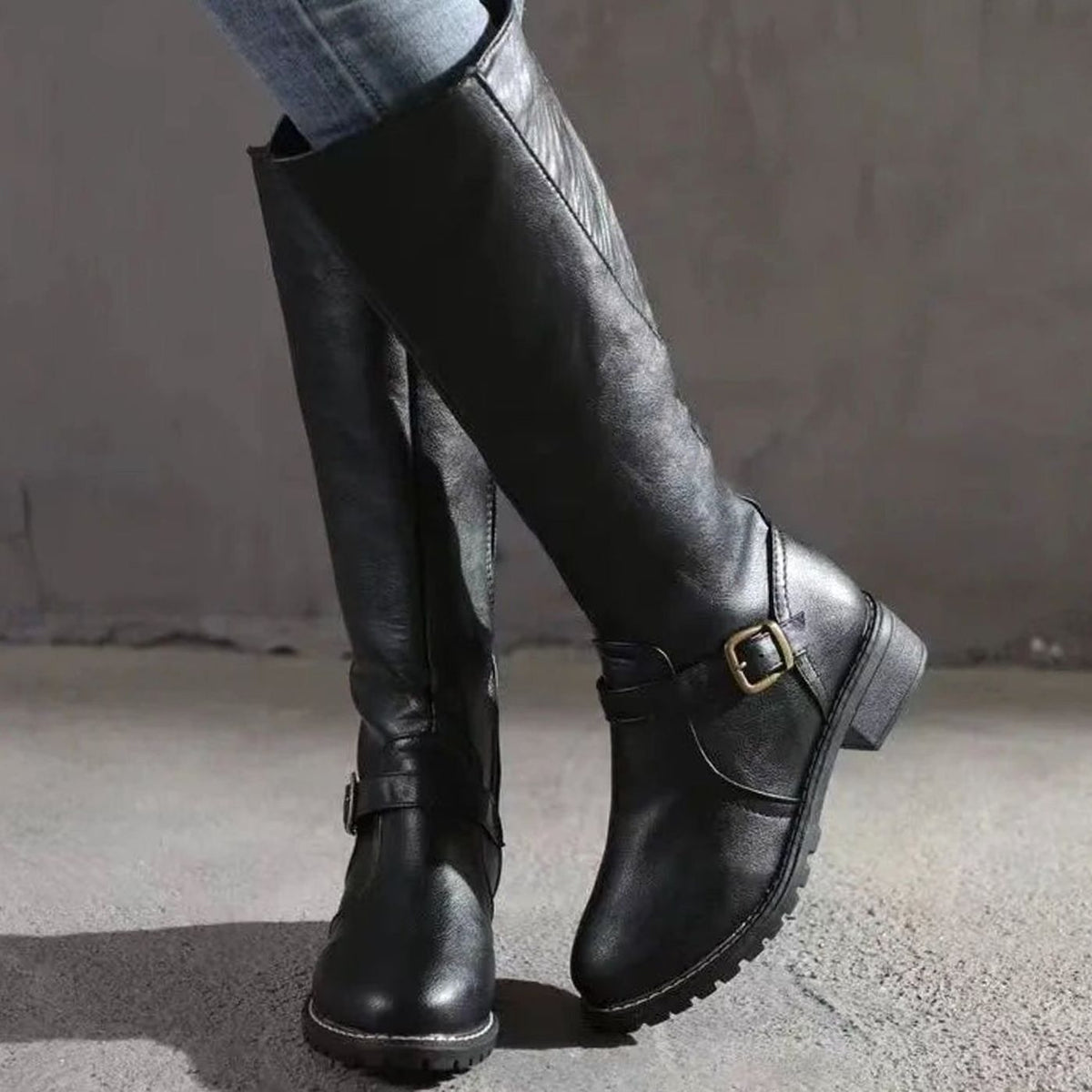 Scarlett | Women's knee-high leather orthopedic boots with buckle
