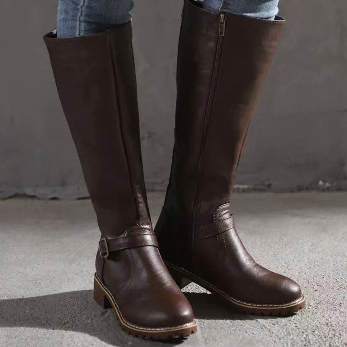 Scarlett | Women's knee-high leather orthopedic boots with buckle