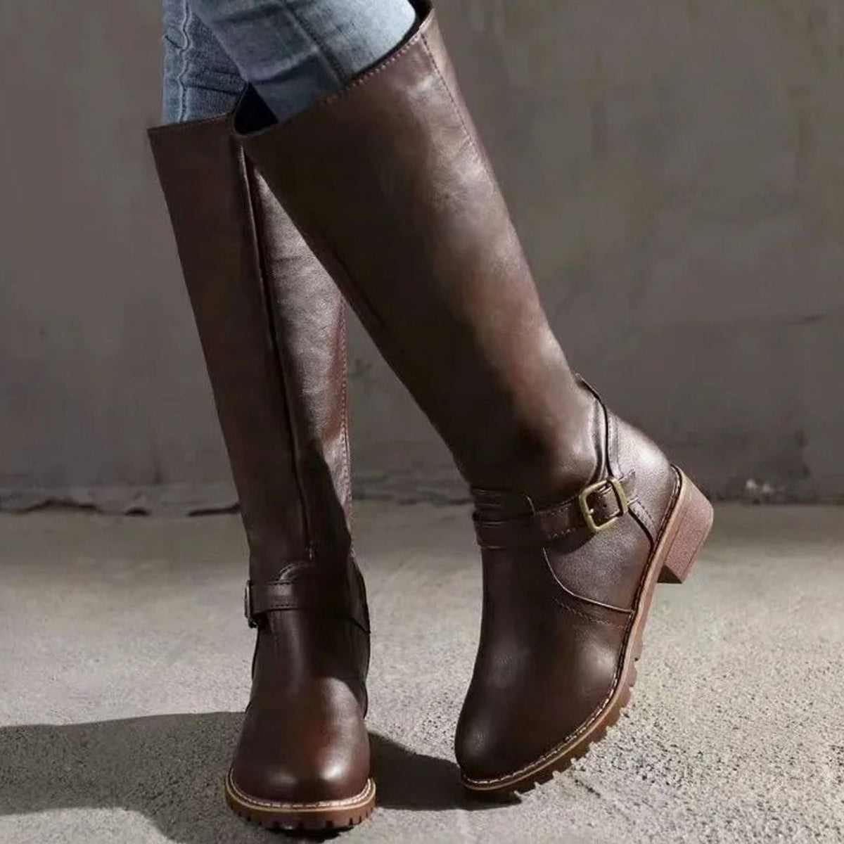 Scarlett | Women's knee-high leather orthopedic boots with buckle