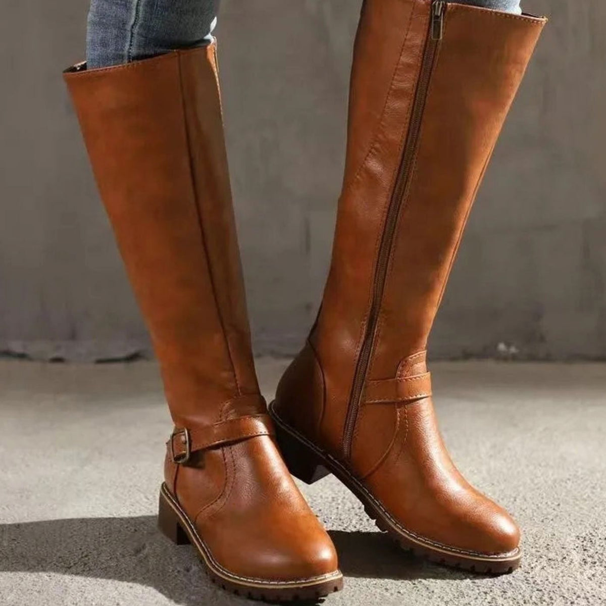 Scarlett | Women's knee-high leather orthopedic boots with buckle