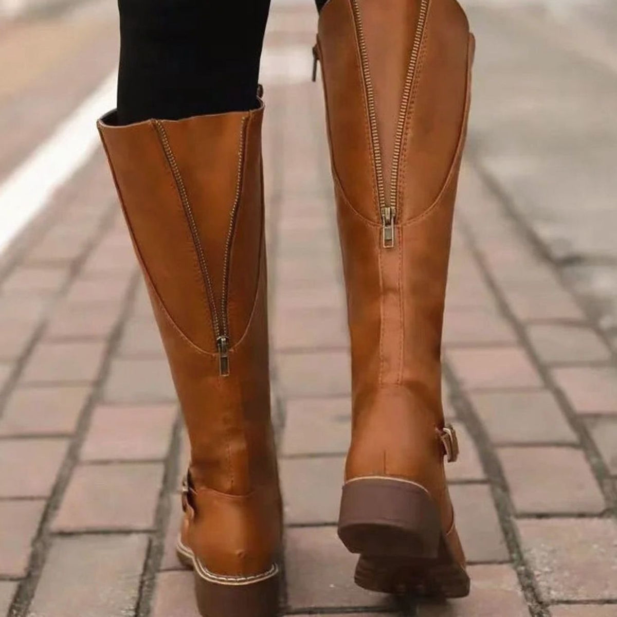 Scarlett | Women's knee-high leather orthopedic boots with buckle