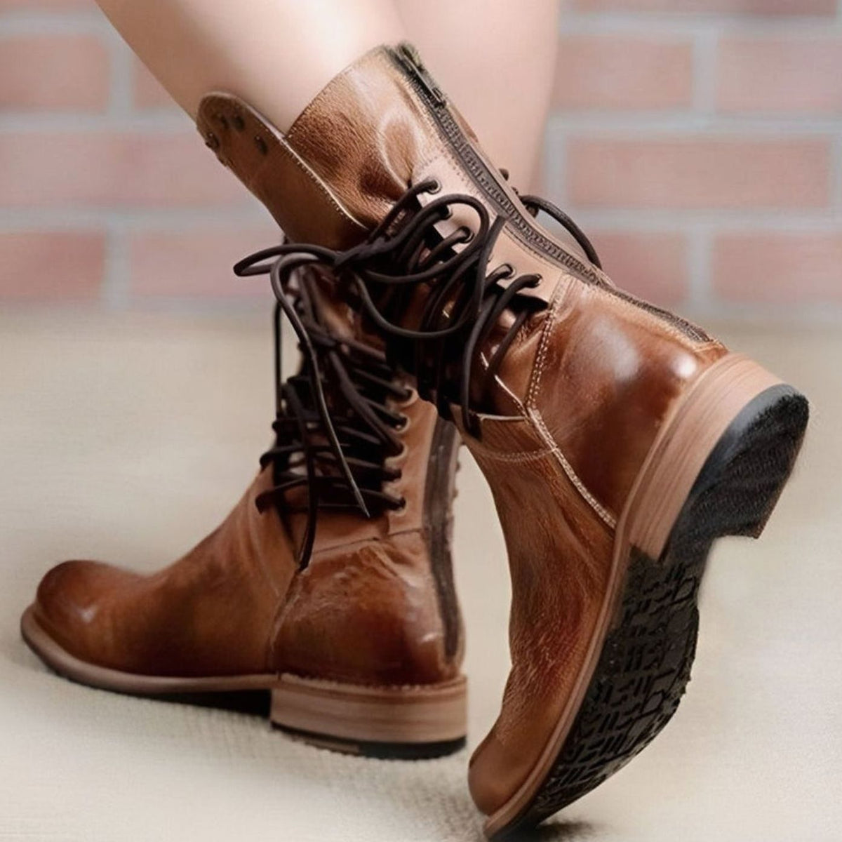 Aria | Botas de media caña efecto piel para mujer con cordones
