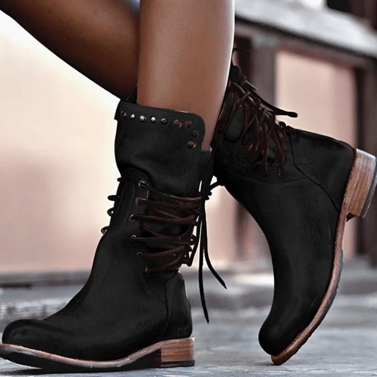 Aria | Botas de media caña efecto piel para mujer con cordones
