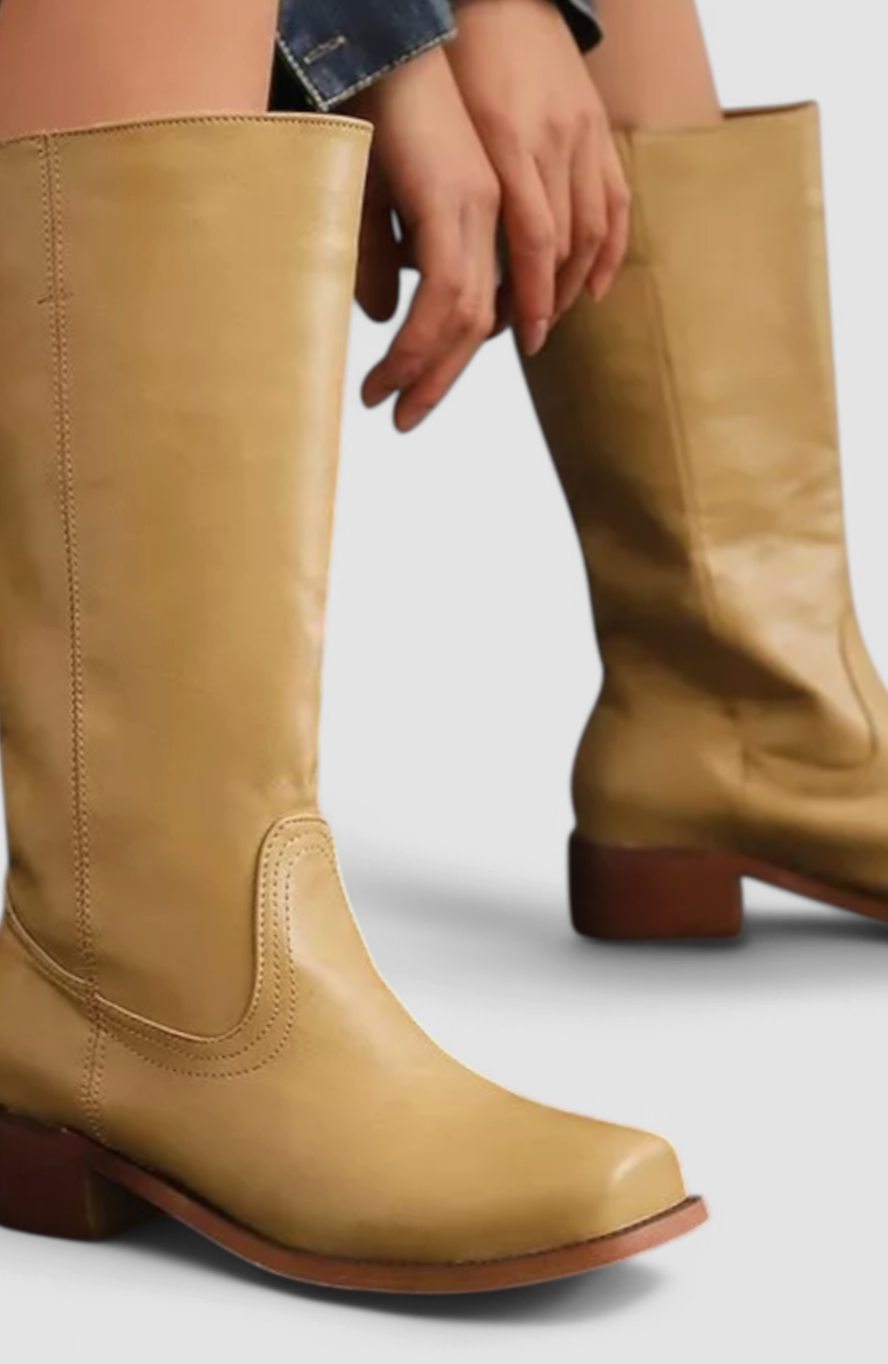 Penelope | Women's knee-high leather boots with stacked heel