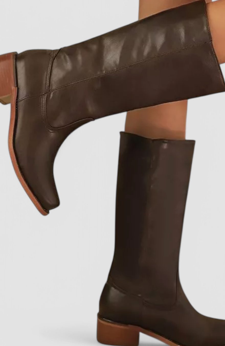 Penelope | Women's knee-high leather boots with stacked heel