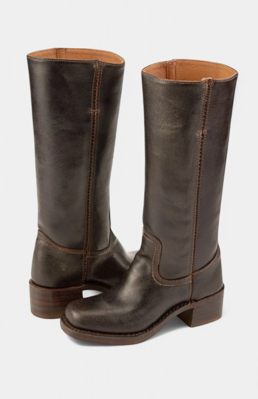 Penelope | Women's knee-high leather boots with stacked heel