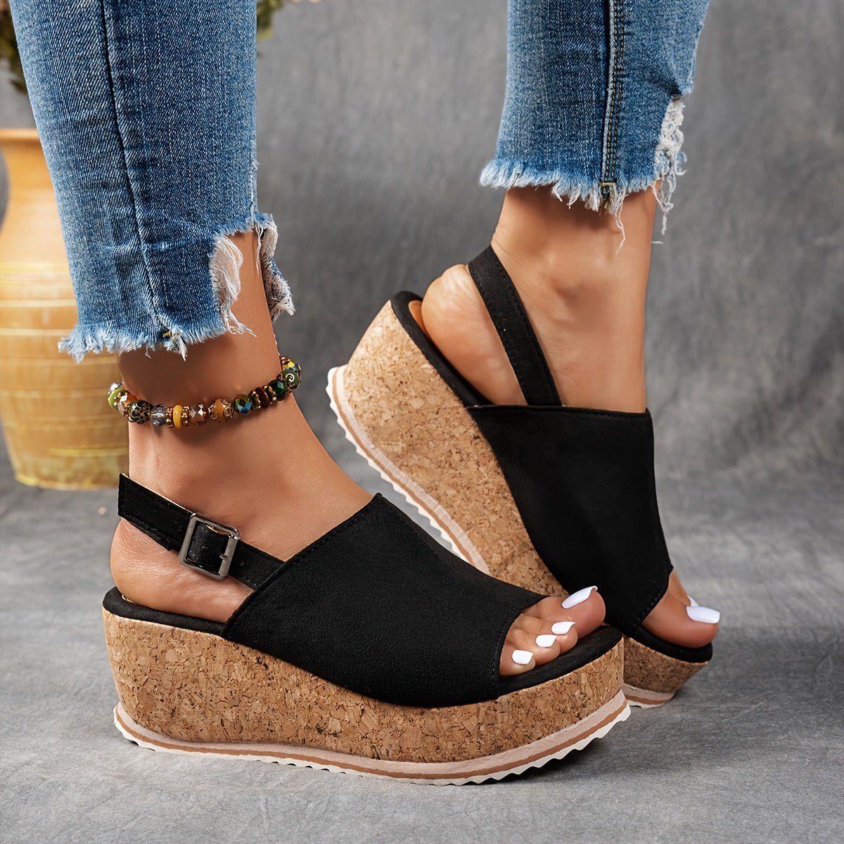 Amelia | Sandalias de cuña y plataforma con estampado leopardo y hebilla