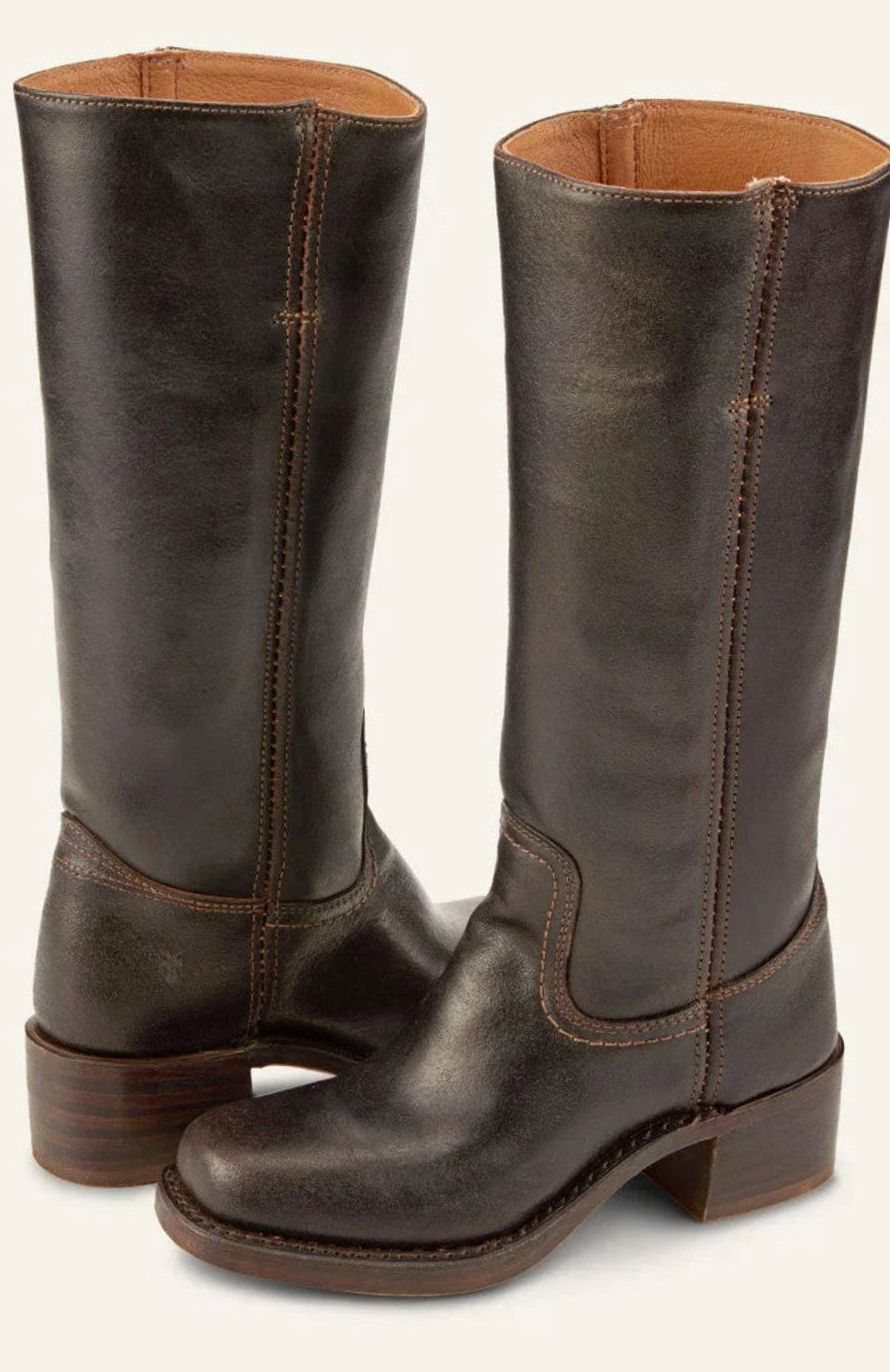 Aria | Classic mid-calf western boots for women with a stacked heel