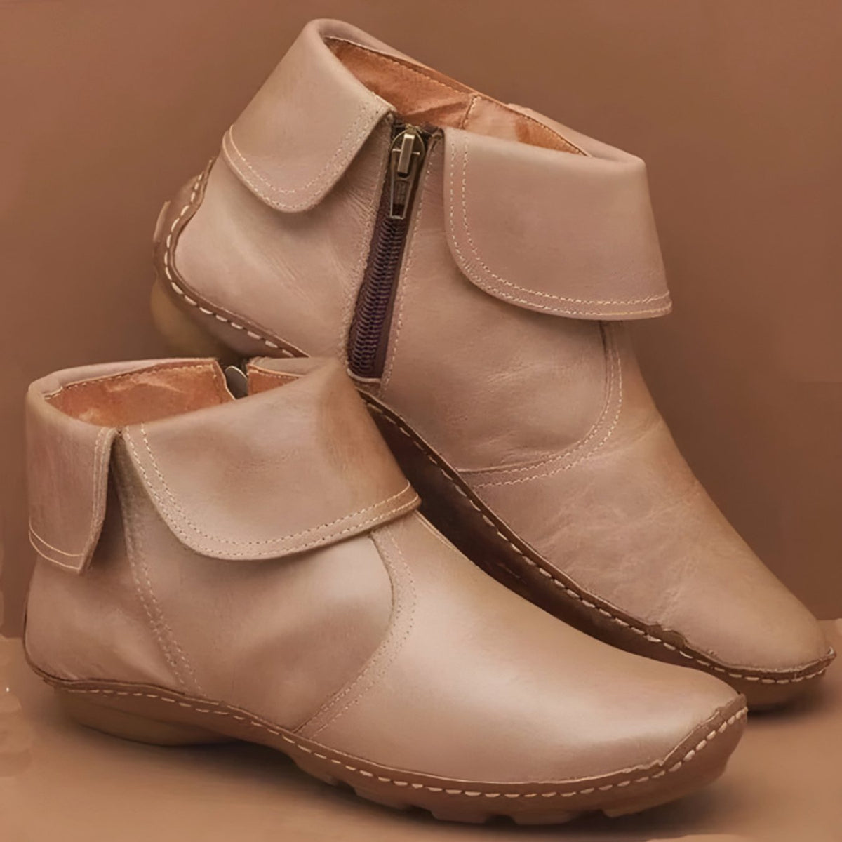 Olivia | Women's waterproof leather orthopedic ankle boots with side zipper