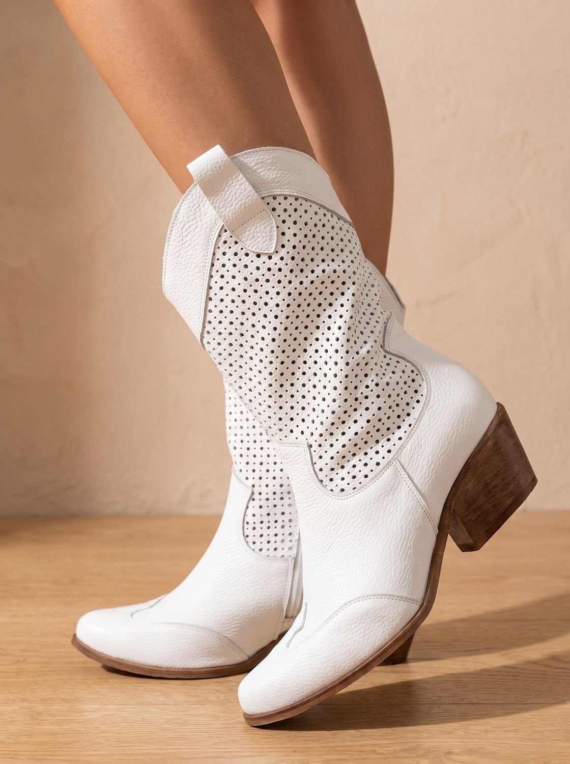 Camila | Women's orthopedic perforated suede western boots with block heel
