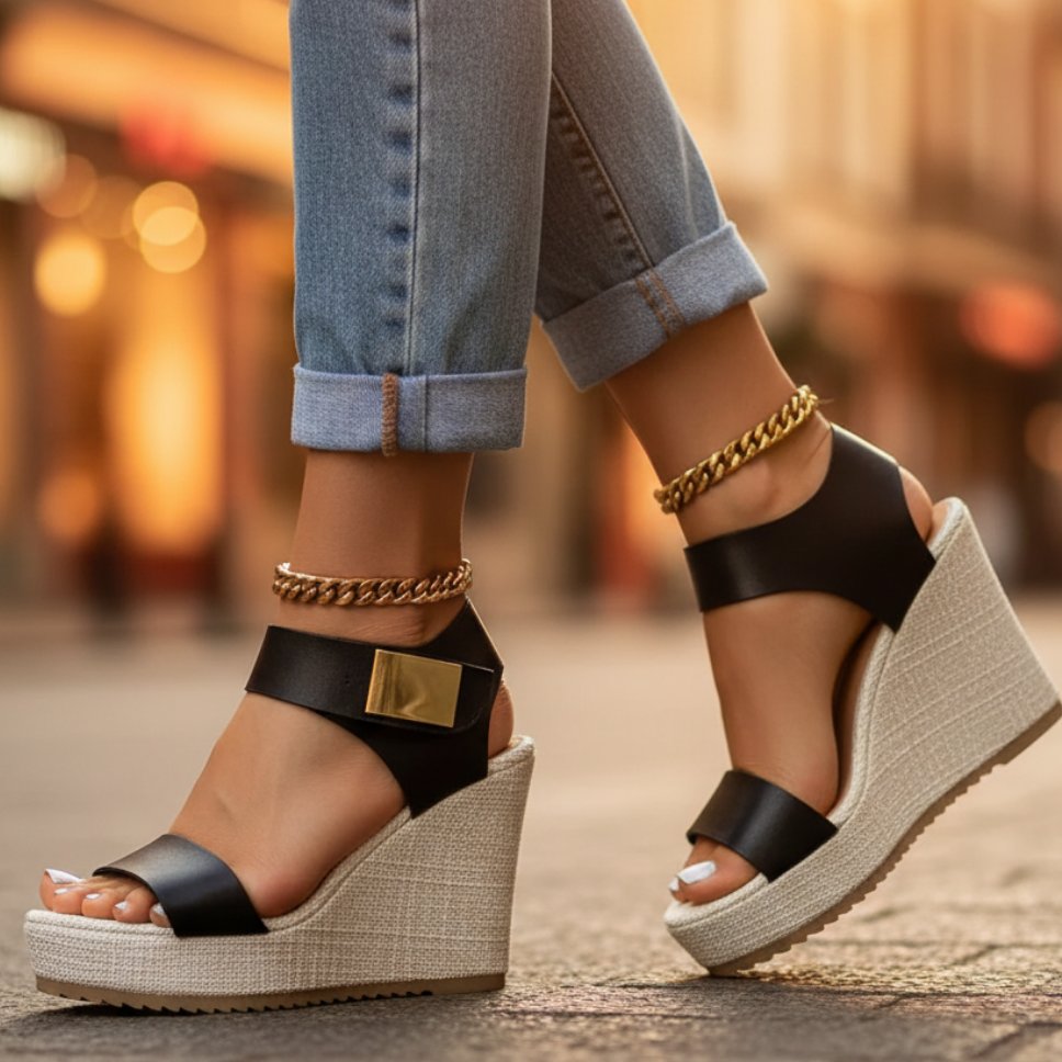 Harper | Orthopedic wedge and platform sandals with ankle strap