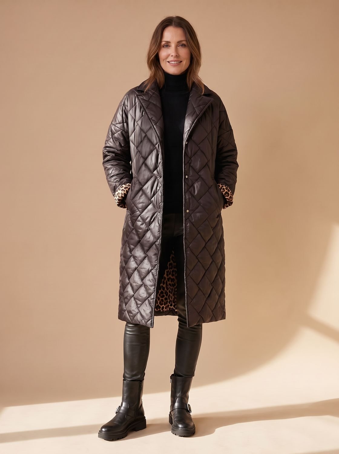 Mia | Abrigo de invierno acolchado con costuras en rombo y largo medio para mujer