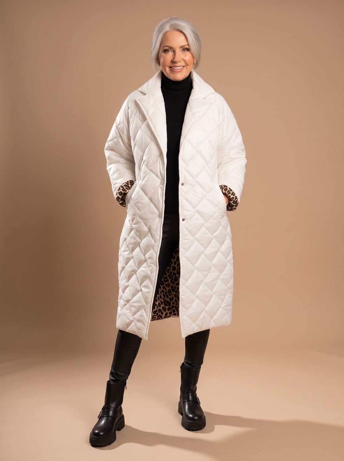 Mia | Abrigo de invierno acolchado con costuras en rombo y largo medio para mujer