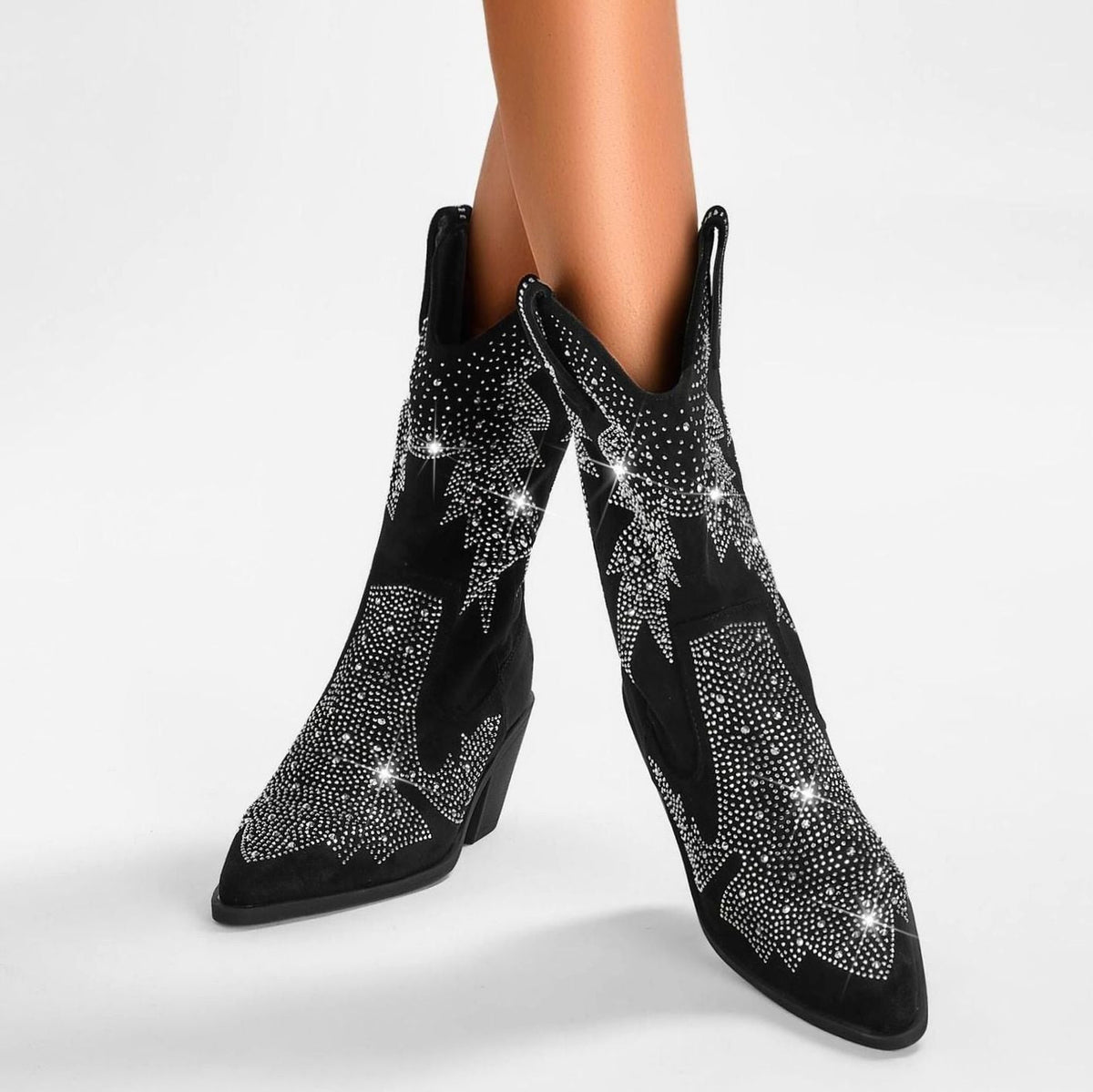 Camila | Women's mid-calf western boots with rhinestones