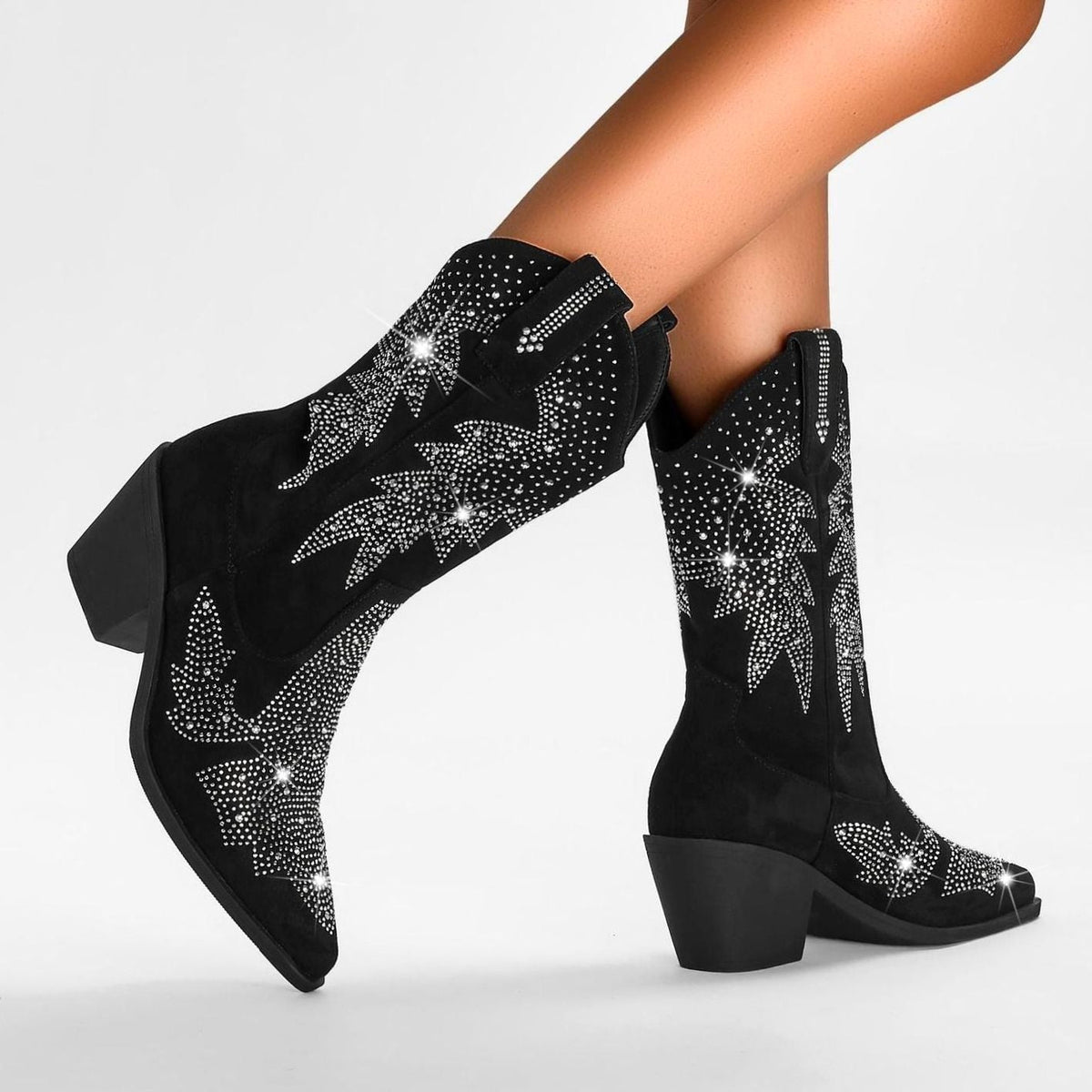 Camila | Women's mid-calf western boots with rhinestones
