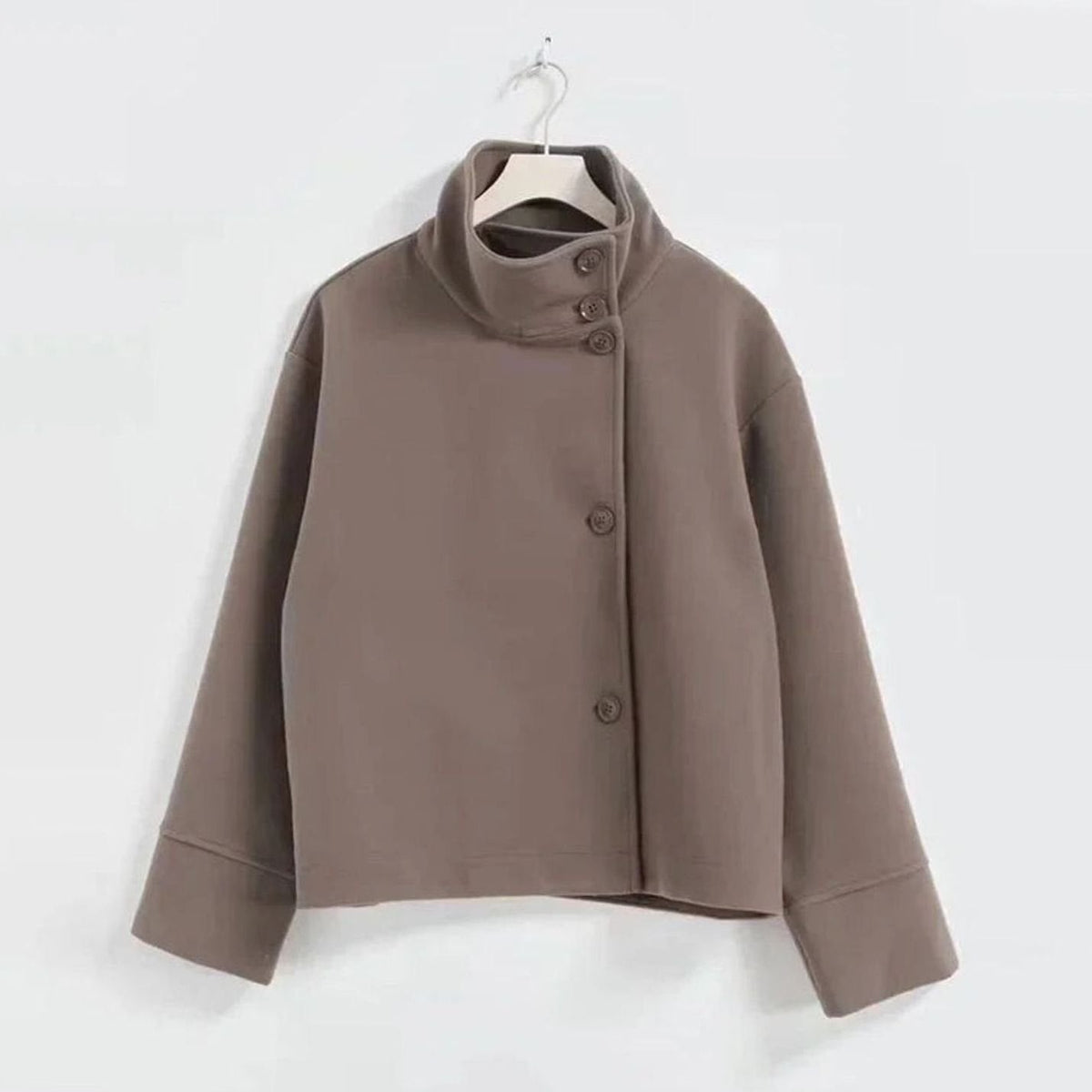 Emma | Abrigo de invierno corto de mezcla de lana con botones y cuello alto para mujer