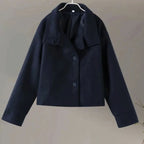 Emma | Abrigo de invierno corto de mezcla de lana con botones y cuello alto para mujer