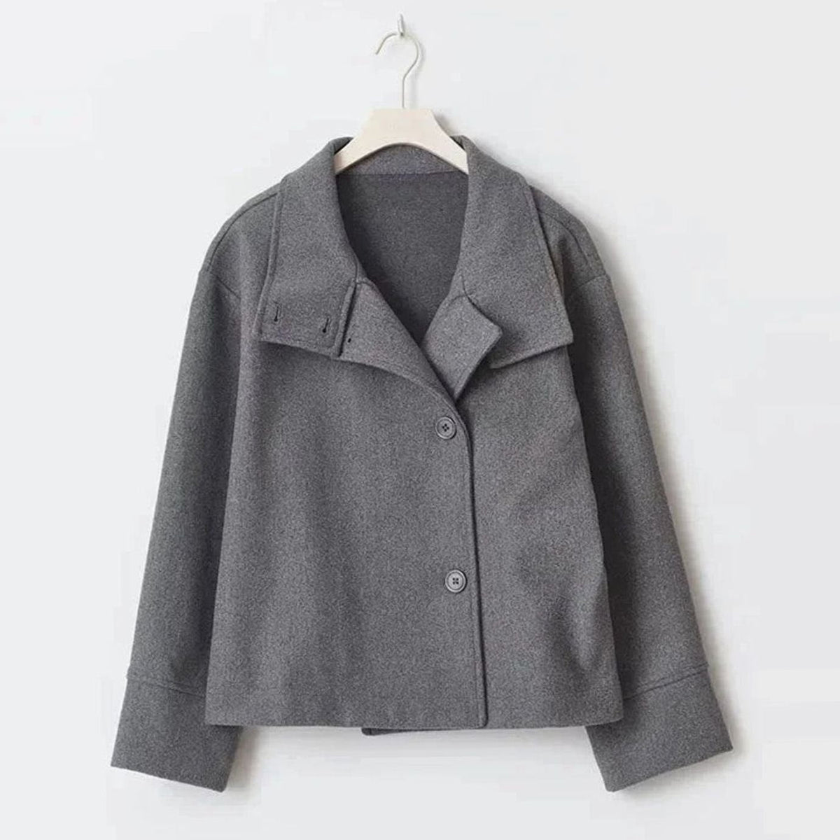 Emma | Abrigo de invierno corto de mezcla de lana con botones y cuello alto para mujer