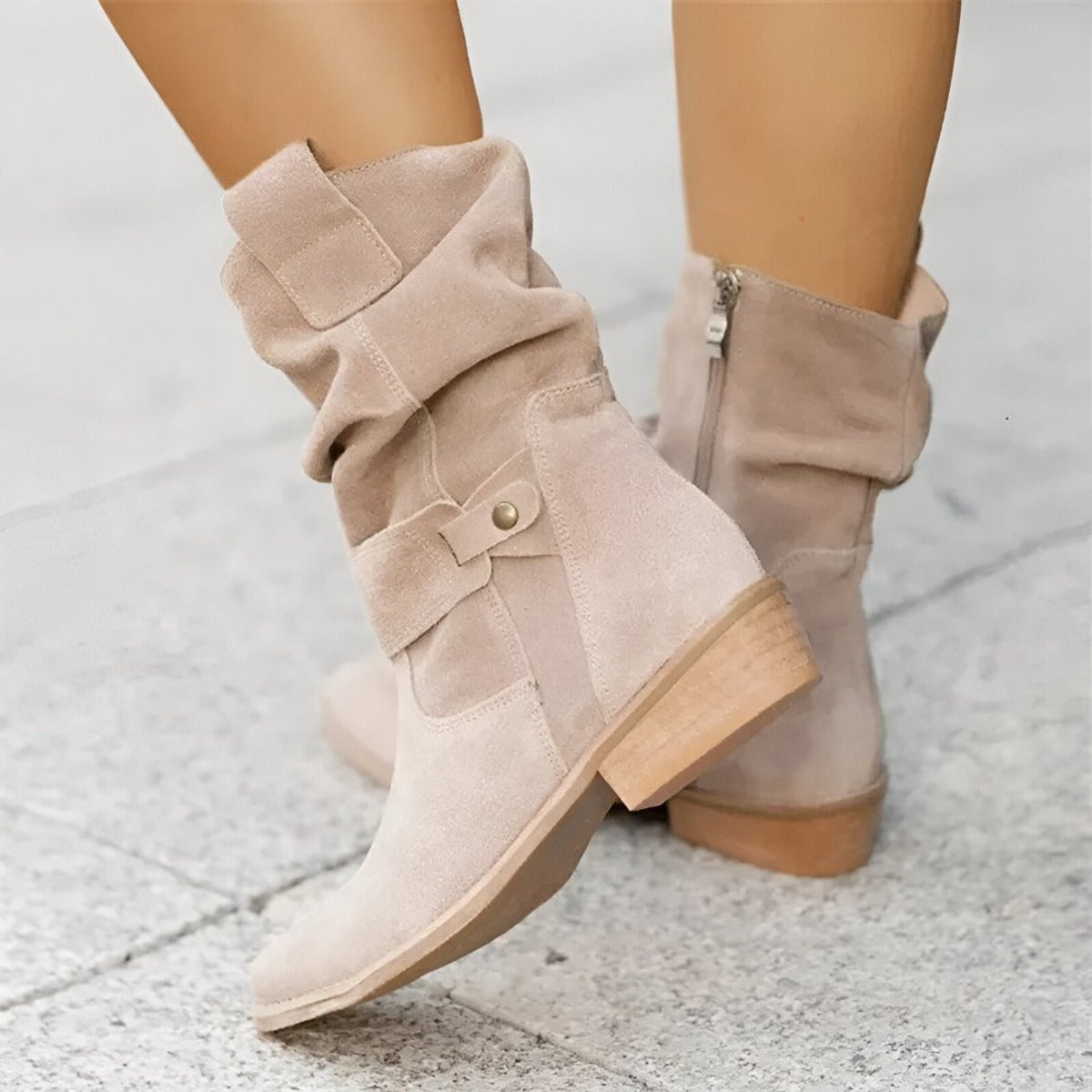 Sophia | Women's mid-calf faux suede slouch boots with block heel