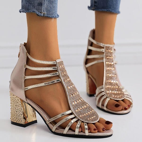 Harper | Embellished strappy block-heel sandals