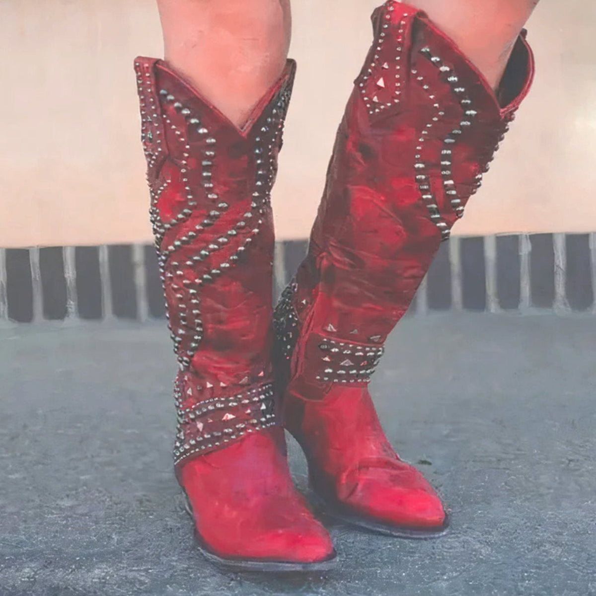 Penelope | Women's western cowboy boots with studs and block heel
