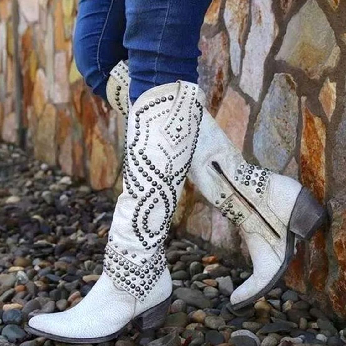 Penelope | Women's western cowboy boots with studs and block heel