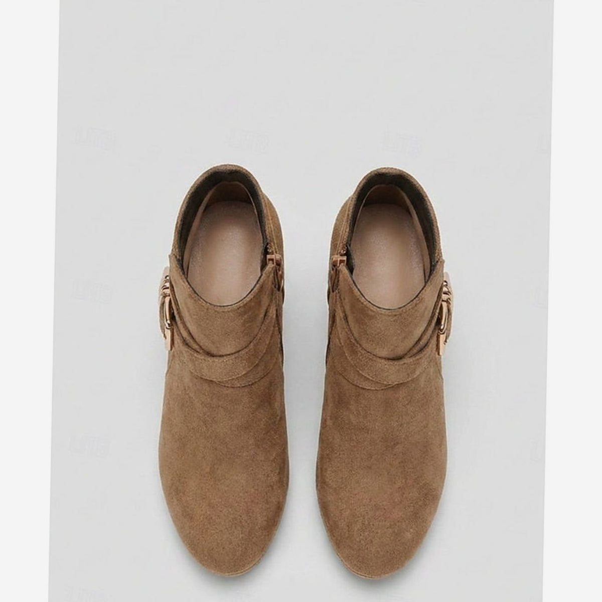 Isabella | Women's suede ankle boots with buckle strap and block heel